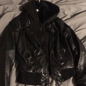 Xs black faux leather jacket